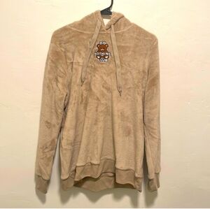 Fifth Sun Tan Plush Hoodie with Bear Patch